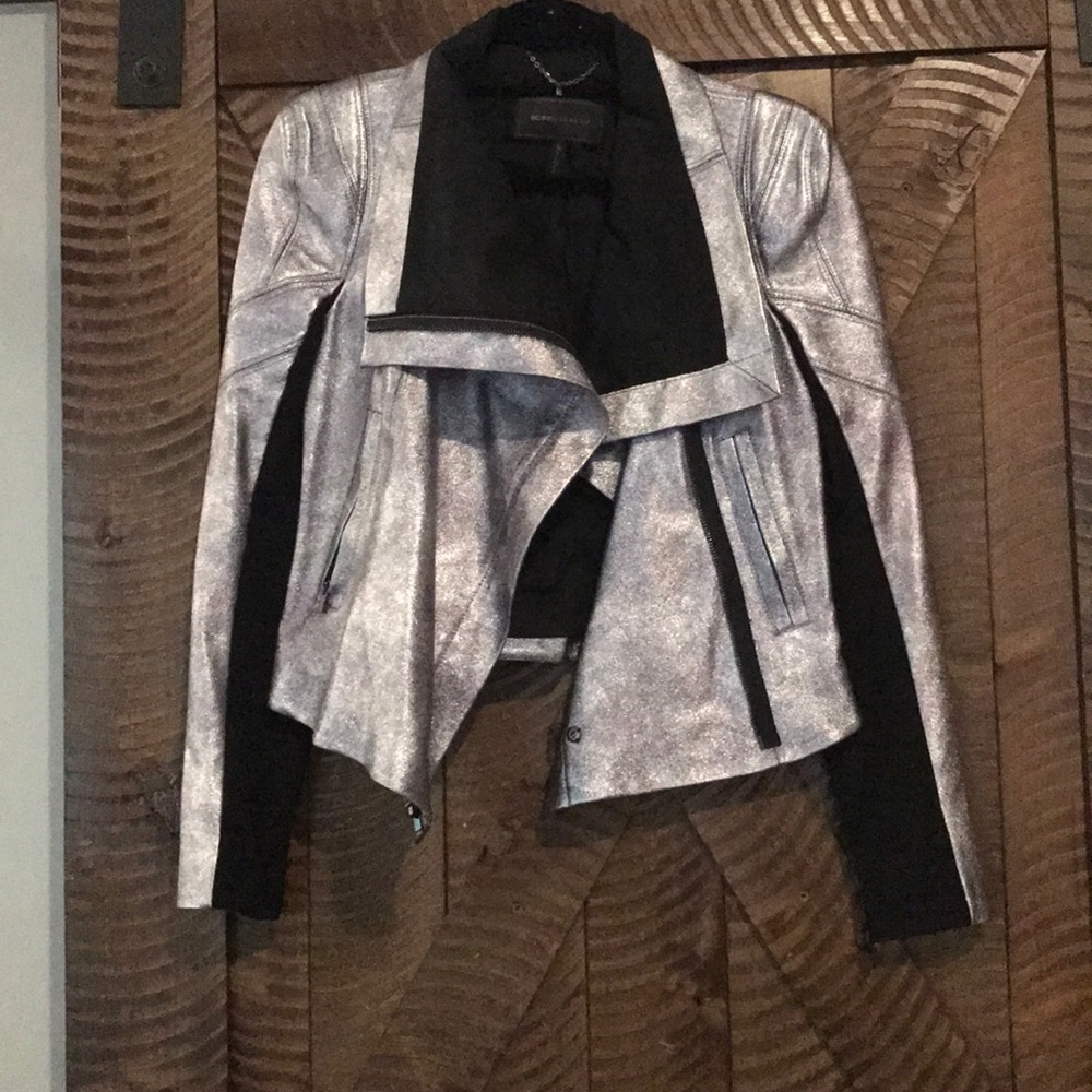 BCBG Silver metallic and black spandex